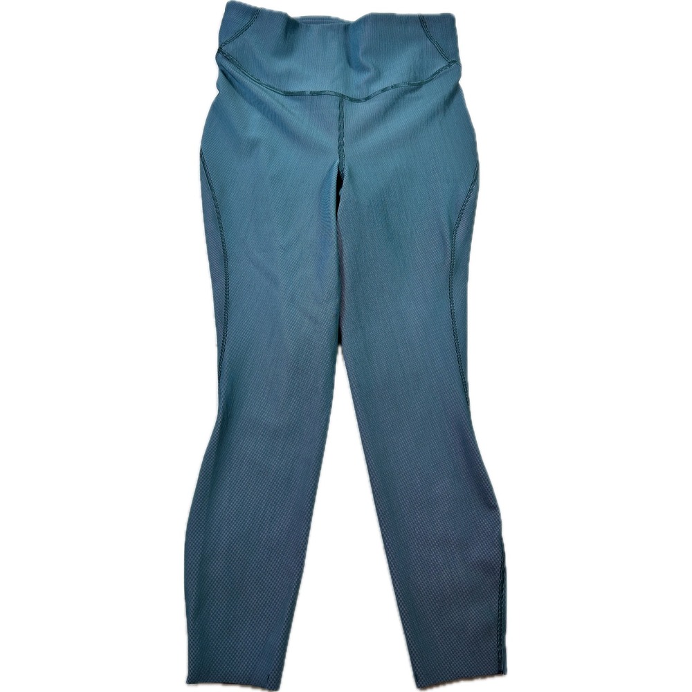 Lululemon Womens 8 Teal Pinstripe Full Length Leggings Yoga Pants High Rise